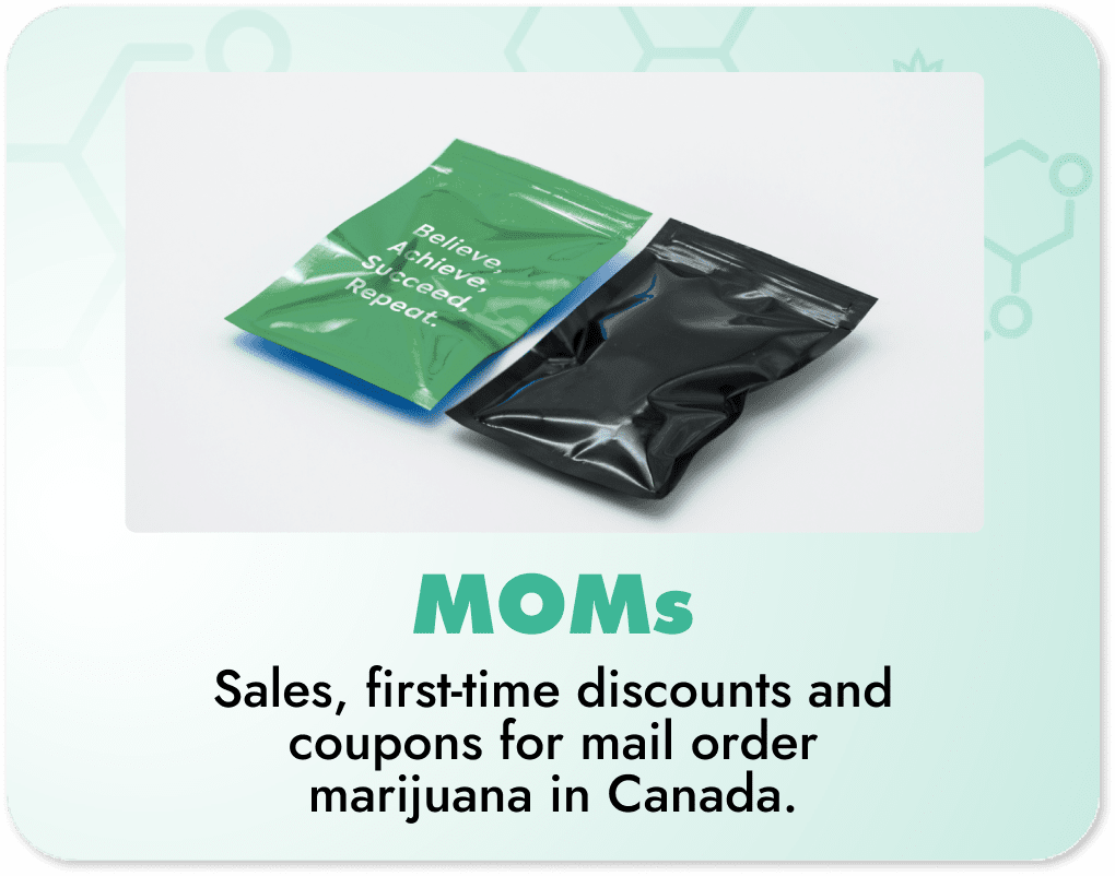Canadian Mail Order Marijuana Coupons Banner - Image of two sealed packages with text 