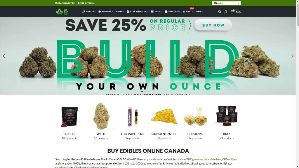 BC Weed Edible Website Screenshot