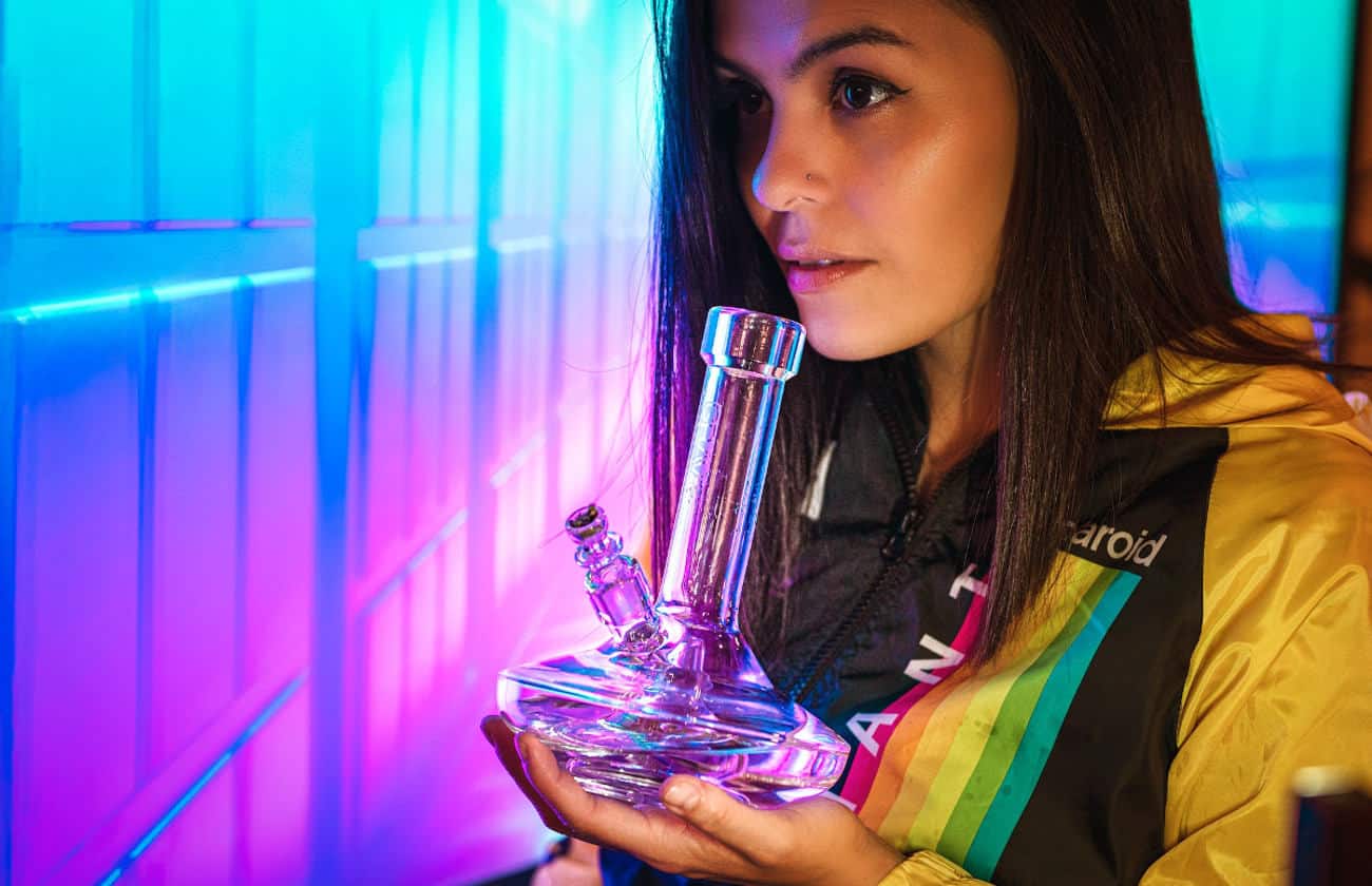 Grav Labs Bong being held by a lady